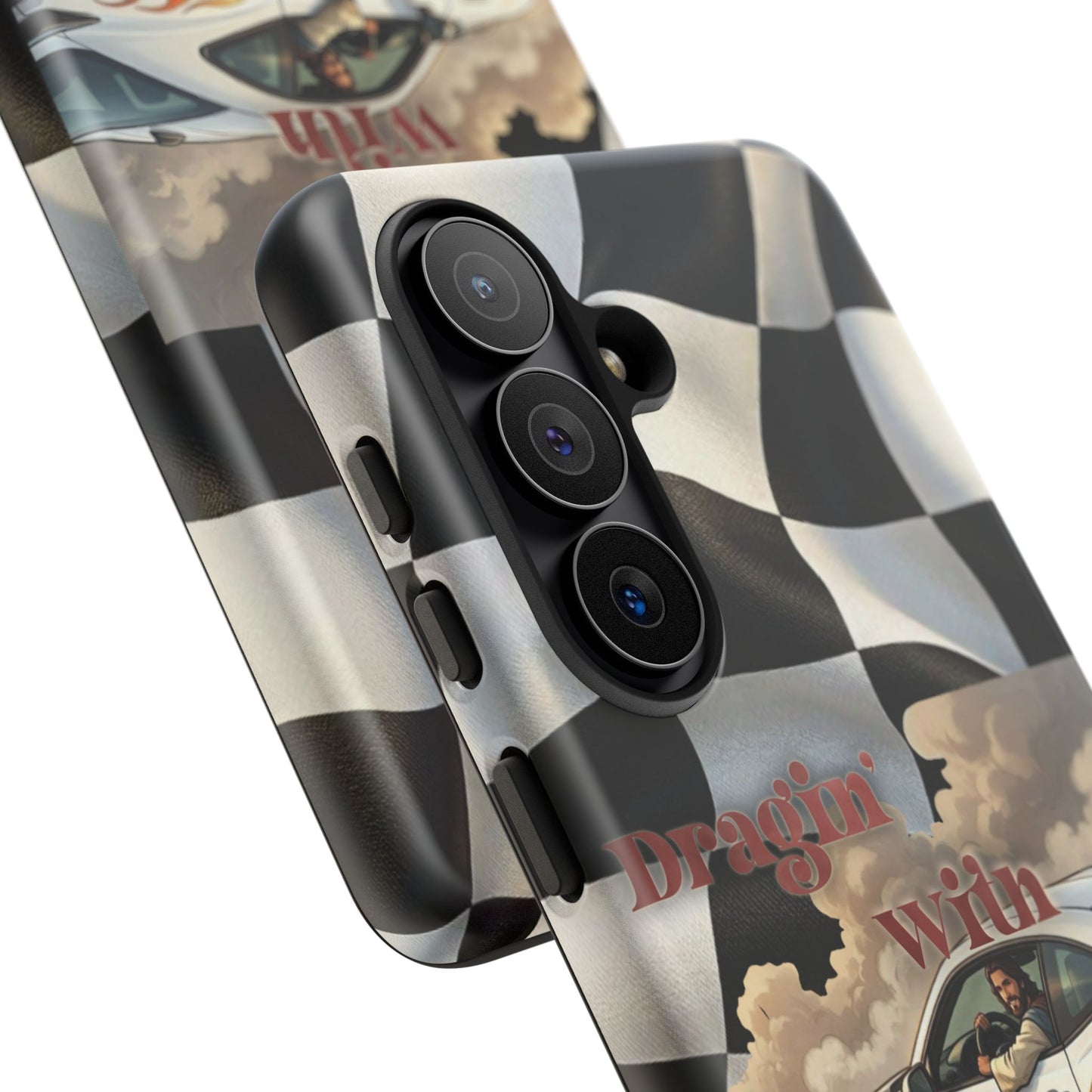 Phone Case — "Dragin' With Jesus" Racing Checkered flag - Samsung / Google phones