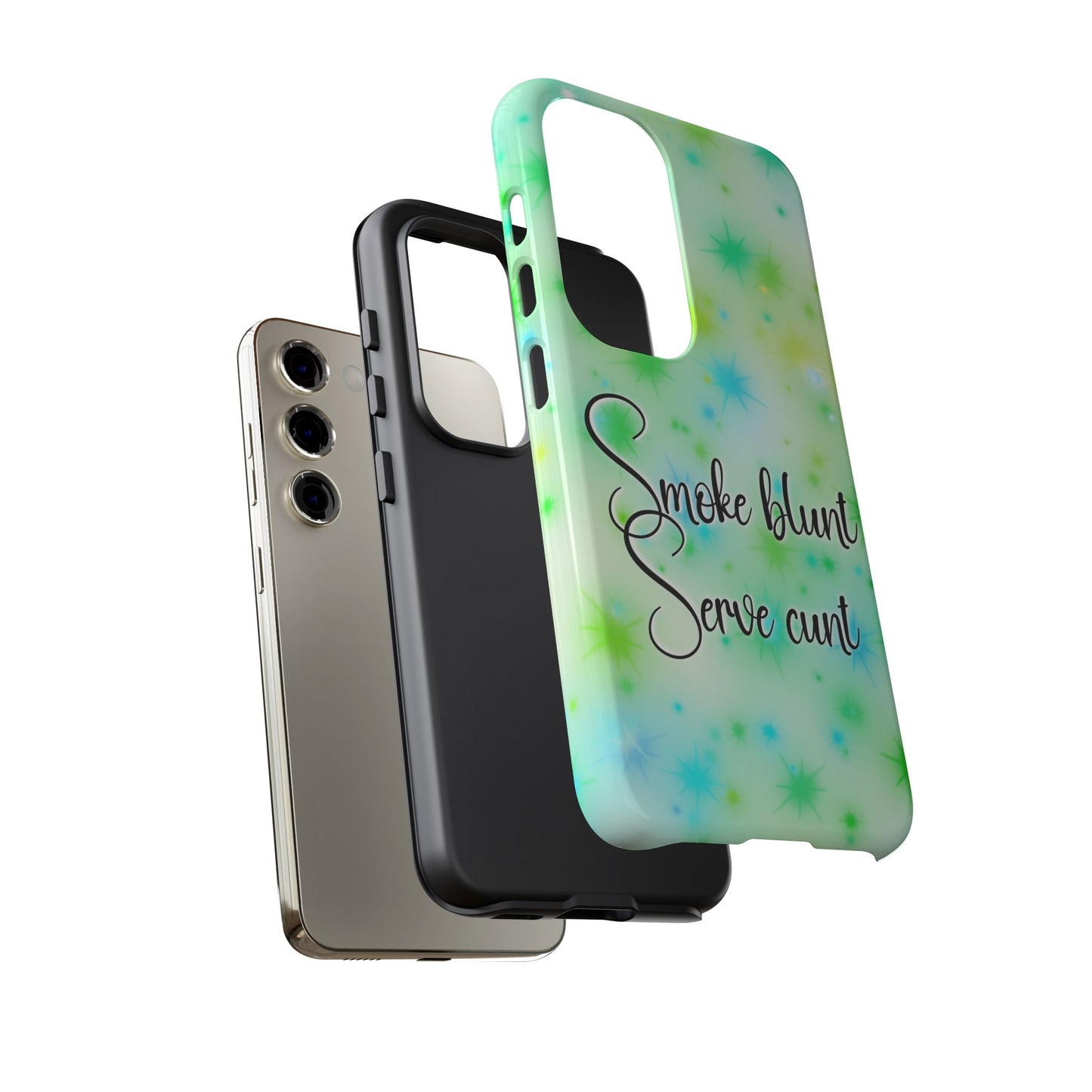 Phone Case — "Smoke blunt Serve cunt" Green Starburst Protective Case