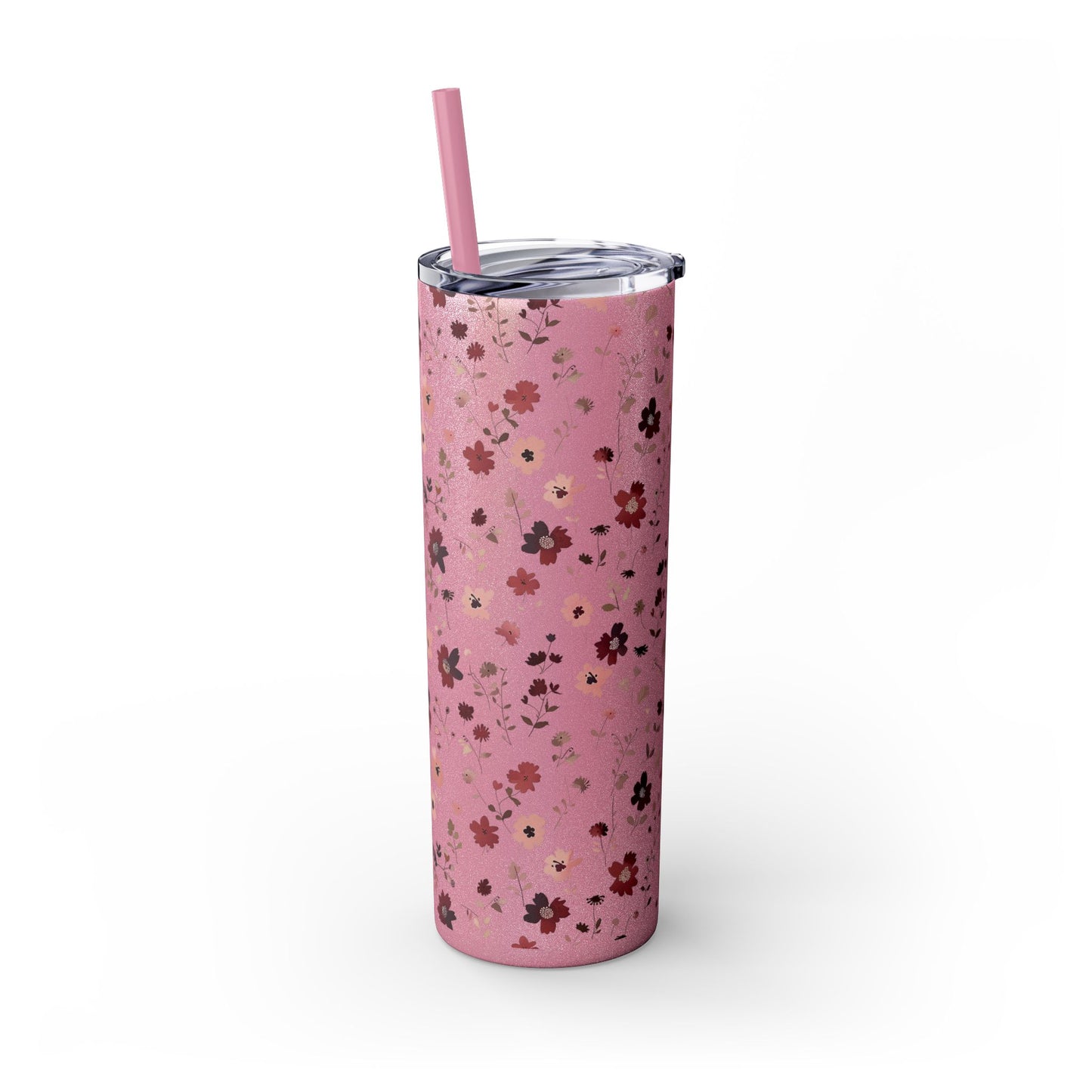 Floral Skinny Tumbler 20oz – Pink Blossom Straw Cup