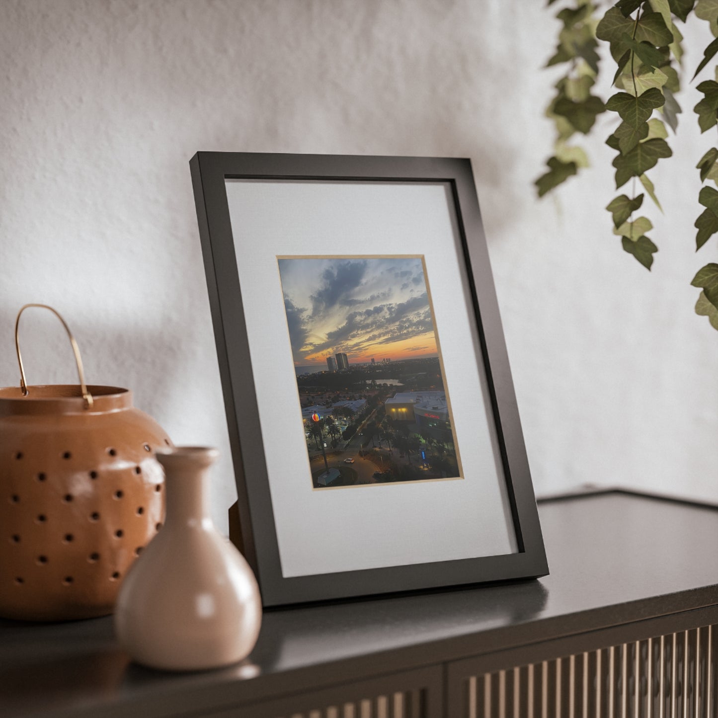 Black Framed Sunset Photo Poster — City Skyline Wall Art