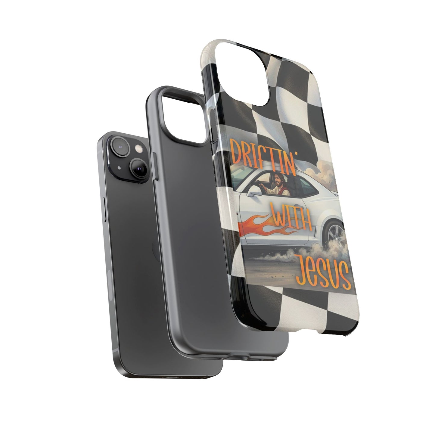 Phone Case — "Driftin' with Jesus" Racing Flag Design- iPhone